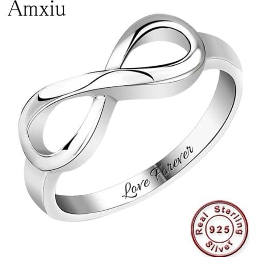 Amxiu Personalized 925 Sterling Silver Ring Customized Name Rings Bowknot Ring Wedding Jewelry for Women Girls Daily Accessories