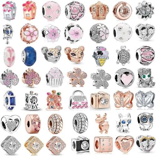 New fashion hot sale forest rose gold red maple leaf beaded ice cream suitable for original Pandora ladies jewelry gifts