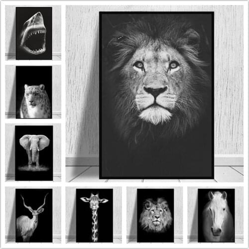 Animal Wall Art Canvas Painting Lion Elephant Deer Horse Poster and Prints Modern Decor Wall Pictures for Living Room Decoration