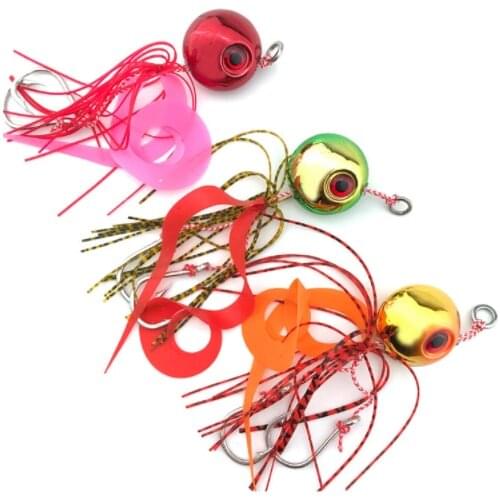 1PCS 60g /200gMetal Fast Sinking Plating Jig Rubber Skirts Hooks Saltwater Assist Hook Ice Fishing Lure Tai Kabura Slider