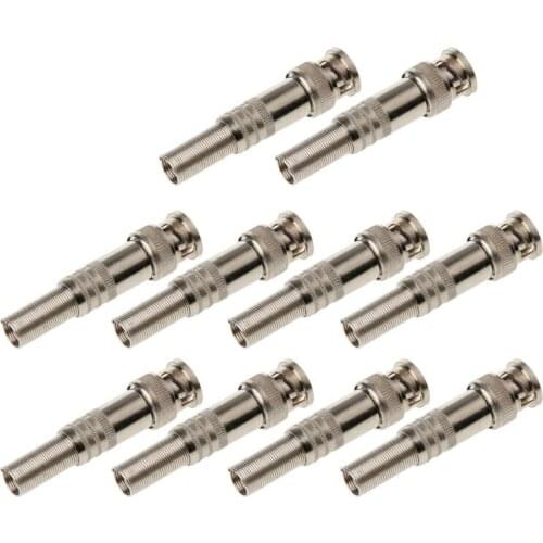 10Pcs BNC Male Plug Connector To Screw For RG-59 Coaxical Cable CCTV Camera