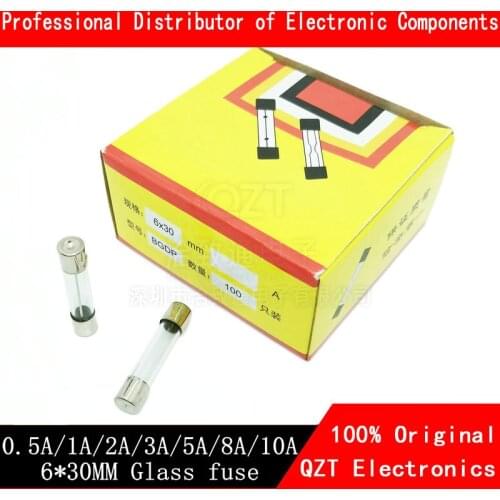 100Pcs 6*30 Fast-blow Glass Fuses 6x30 6*30mm 250V 0.1A 0.2A 0.5A 1A 1.5A 2A 3A 4A 5A 6A 8A 10A 15A 20A 25A 30A Glass fuse