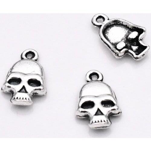 18*11mm 20pcs Antique Silver Plated Skull Head Charm Pendant For DIY Necklace Bracelet Jewelry Accessories