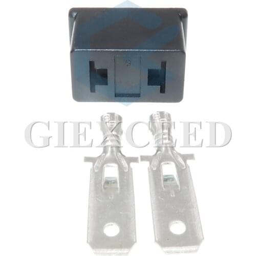 2 Sets 2 Pin 6.3mm Series Black Female Automotive Connector With Termianls For Car Wiring Harness Socket