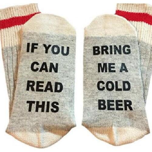 2018 Winter Women Socks Cotton Custom Wine Socks If You Can Read This Casual Long Socks Funny Hip Hop Words Printed Socks BAC202
