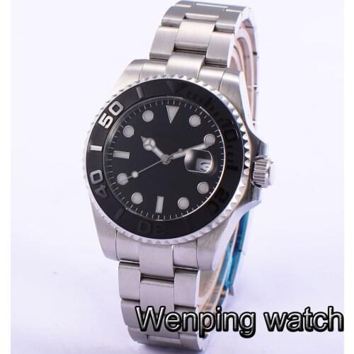 2019 Luxury Man 43mm Bliger Sapphire Glass Ceramics Bezel Brushed stainless steel strap Automatic Mens Mechanical Watch Gift