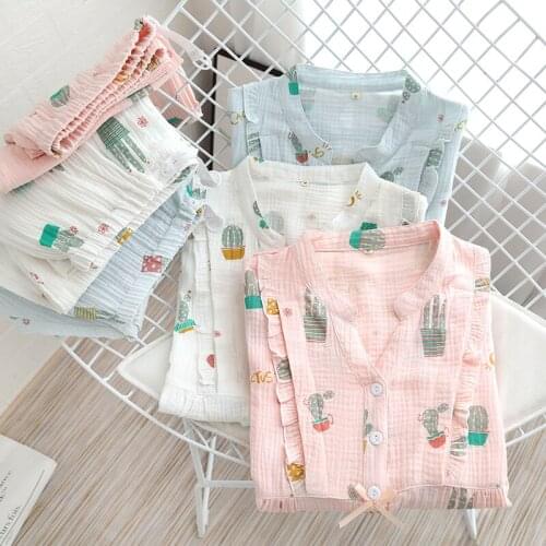 2020 Japanese style spring and autumn new womens cotton pajamas suit breastfeeding clothes plus size maternity home clothes
