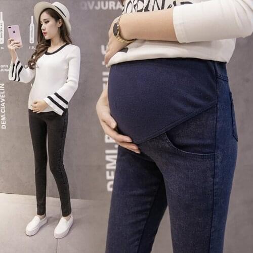 2021 Maternity Clothing Trousers Solid Color High Jeans Pregnancy Clothes Pencil Pregnant Woman Stomach Lift Pants Mother Loaded