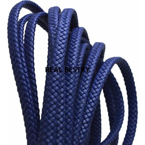 5m/lot approx: 7*4mm blue Microfiber Wide Flat Braided Leather Rope Black String Cord For DIY Bracelet Jewelry Craft Making Find