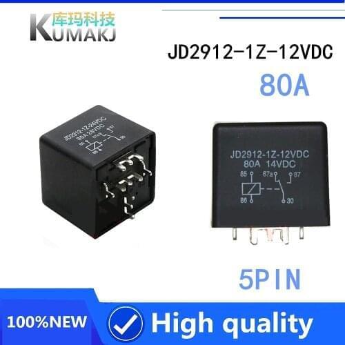 5PCS/lot 100%Original New Relay JD2912-1Z-12VDC JD2912-1Z-24VDC JD2912 1Z 12VDC 24V 80A 5PIN