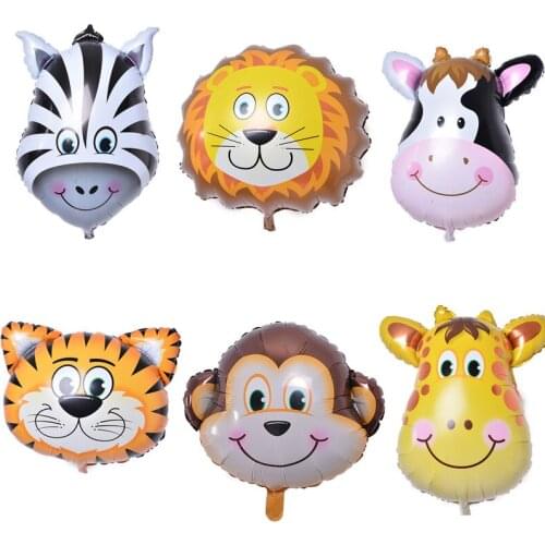 6pcs/lot Mini Animal Head Foil Balloons Inflatable Air Balloon Happy Birthday Party Decorations Kids Baby Shower Party Supplies