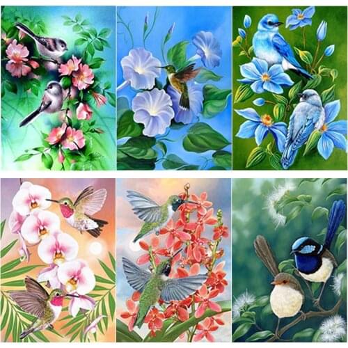 New 5D DIY Diamond Painting Full Square Round Drill Flowers Birds Diamond Embroidery Animals Cross Stitch Home Decor Manual Gift