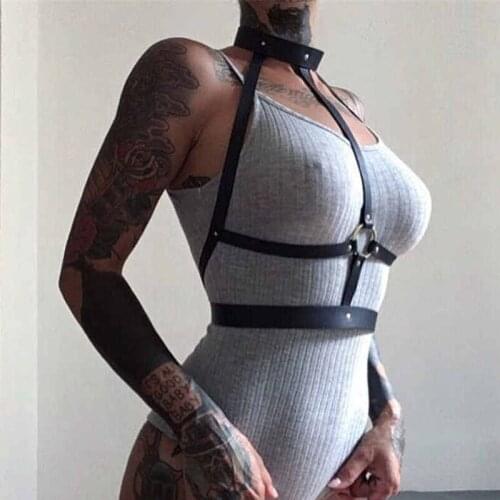 BAFEI Leather Harness Bdsm Collar Bondage Intimo Sexy Erotic Pastel Goth Accessories Pole Dance Leather Lingerie Body Harness