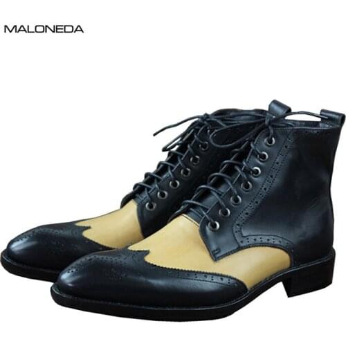 MALONEDE Custom Made Shoes as Your Request Handmade Mens Genuine Leather Lace Up Bullock Dress Boots For Wedding Party