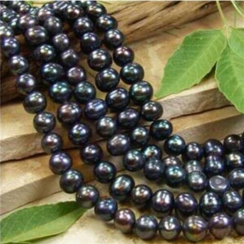 Black pearl loose beads 7-8mm 15inches DIY suitable for women jewelry making design bracelet necklace