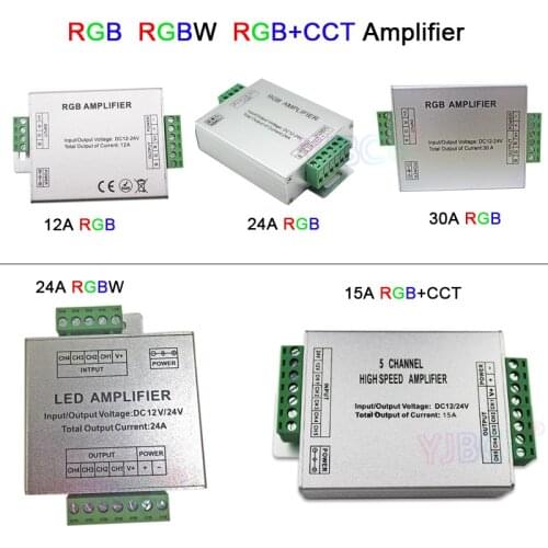 DC12V/24V RGB/RGBW/RGBWW RGB+CCT led Amplifier 12A/15A/24A/30A RGBWC Led Strip Tape Power Repeater controller