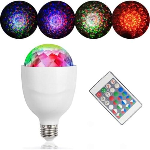 E27 4W Disco Ball Lamp&Remote RGBW Rotating LED Sound Activated Strobe Lights Dancing Stage Party,Birthday AC100-240V