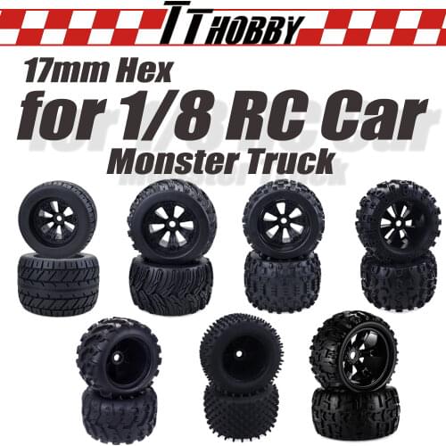 TTHOBBY Wheels Tires 2PCS 170MM 165MM 155MM 150MM Monster Truck Tires Wheels 17mm Hub Hex for 1/8 RC Car Redcat Traxxas Truggy