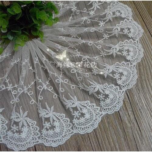 5 Yards White Embroidery Cotton Lace Trim 15cm Width DIY Handmade Lace Fabrics Embroidered Lace Material Accessories