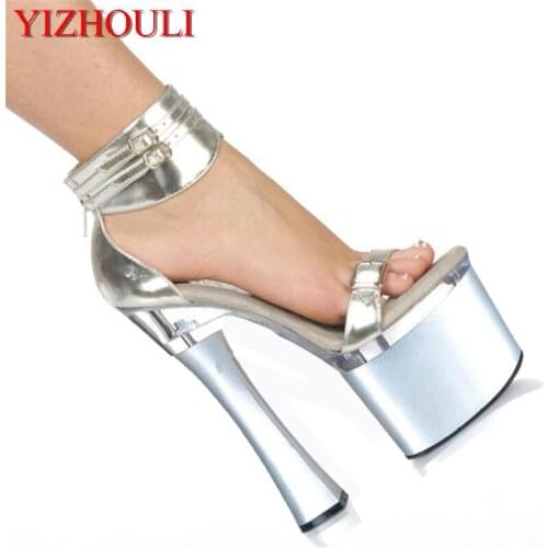 Elegant Red Ankle Strap With Fashion Comfortable Thick Heel Sandals 18cm High-Heeled Shoes 7 Inch Platforms Shoes Wedding Shoes