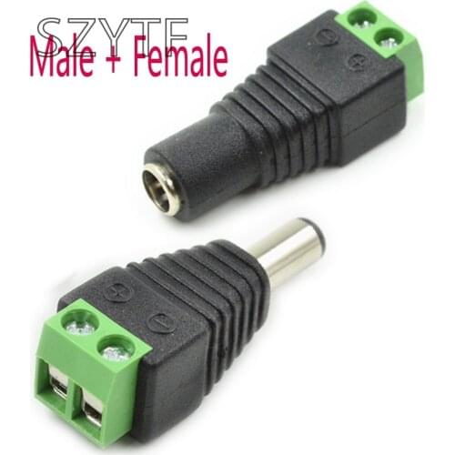 Male Female 2.1x5.5mm DC Power Plug Jack Adapter Wire Connector for CCTV