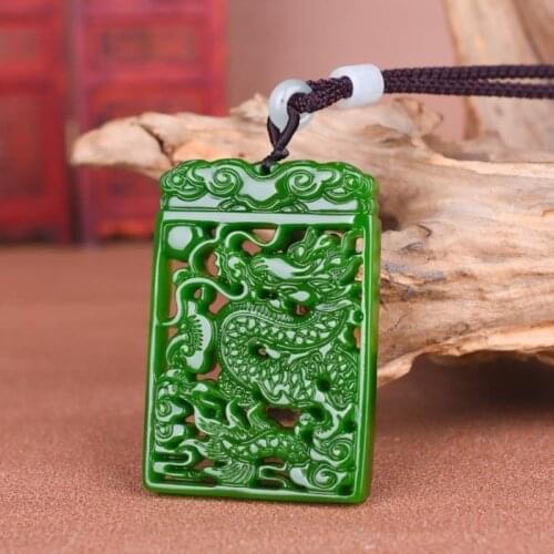Natural Green Hand Carved Zodiac Dragon Jade Pendant Fashion Jewelry Mens and Womens Zodiac Necklace Gift Accessories
