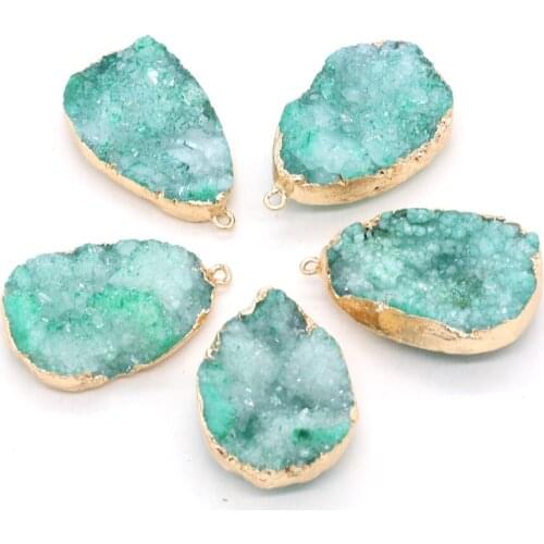 Single Hole Druzy Agates Pendants Natural Pendants Charms for Jewelry Necklace Bracelets Accessories Making 25x38-30x42mm