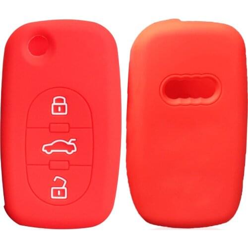 Silicone Car Key Fob Cover Case Set For Audi A2 A3 A4 A6 A8 TT Key Cover Case Flip Folding Remote Key Car Accessories