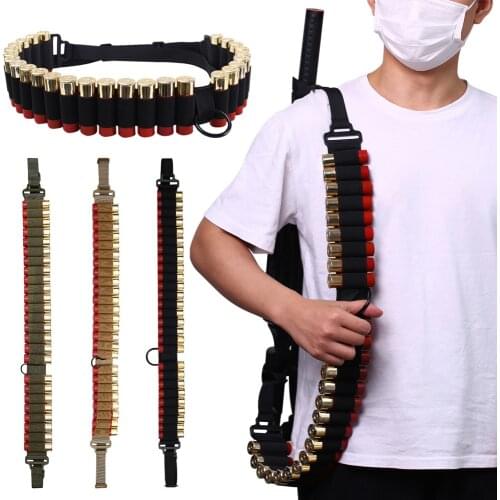 Tactical 25 Rounds Ammo Shell Holder Belt 12 Gauge Ammo Pouch Military Shotgun Cartridge Belt Waist Bullet Cartridges Holster