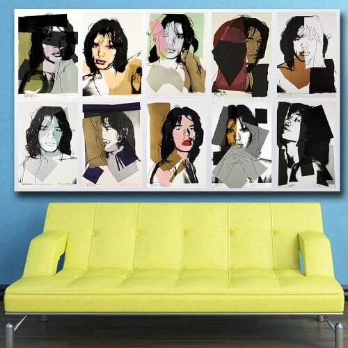 Wxkoil Mick Jagger 10 By Andy Warhol Wall Art Canvas Painting For Living Room Home Decor Oil Painting On Canvas Pop Art Painting