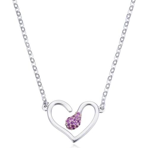 YJAX002272 Japanese and Korean Women Accessproes S925 Pure Silver Jewelry Heart-shaped Temperament Pendant Necklace