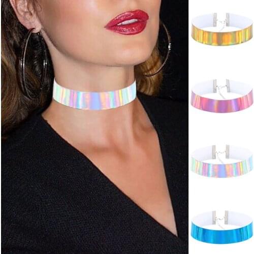 Gothic punk jewelry Choker Rainbow Goth Necklace Collar Punk Chocker necklace women rock jewelry Choker