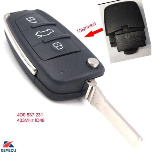 KEYECU Replacement Upgraded Flip Remote Car Key Fob 433MHz ID48 for Audi A3 A4 A6 A8 4D0 837 231