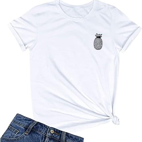 Womens T-shirt Pineapple Hand Drawn Minimalist Pattern Kawaii Korean Style Hipster Harajuku Vouge T-shirt Graphic Top Tees