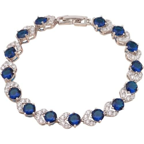 Designer for lover deep blue zircon bracelets for women white Gold tone Health Nickel & Lead free Fashion jewelry TB528A
