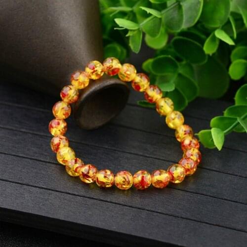Ladies Amber Bracelet Charm Yellow Amber Bead Bracelet Mens Bracelet Ladies Yoga Prayer Bracelet Jewelry Buddhist Gift