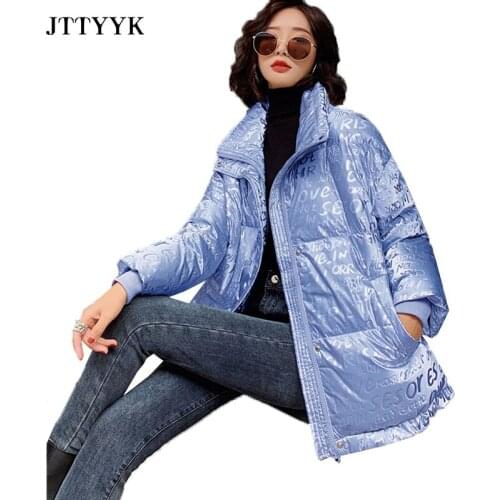 Winter Short Parka Letter Down Jacket Women White Duck Down Jacket Korean Fashion Loose Thicken Female Feather Parka Snow Coat