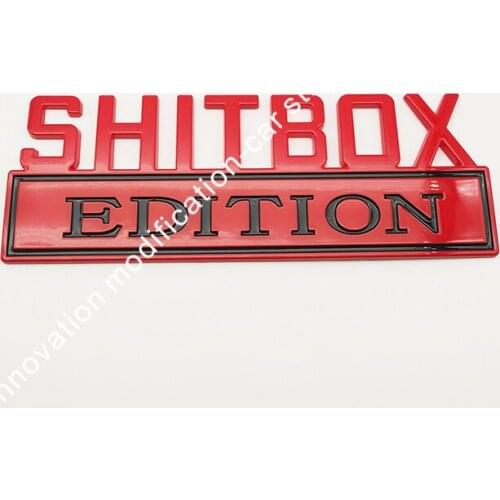 1Pcs RED BLACK Big 7'' SHITBOX EDITION Emblem Badges 3D Truck