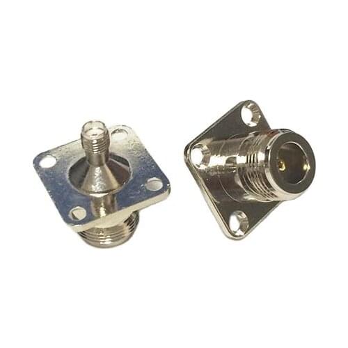 1pc N Female Jack to SMA Female Jack RF Coax Adapter Modem Convertor Connector big 4-hole panel mount Nickelplated NEW