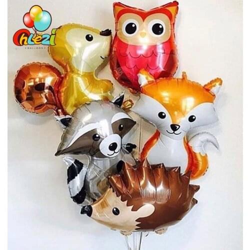 1pcs Baby shower Animal balloon Fox hedgehog squirrel raccoon Birthday Party decor supplies Cartoon figure globos Kids DIY toys