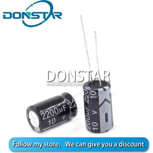10PCS Aluminium Electrolytic Capacitor 10V 2200UF 2200UF 10V 10*17MM Electrolytic Capacitor