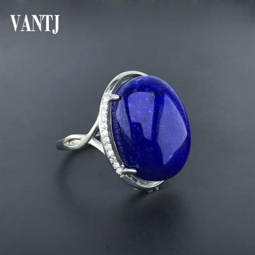 100% Natural Lapis Lazuli 925 silver rings for women gemstone man big rings fine jewelry Opening ring design gem oval 13*18mm