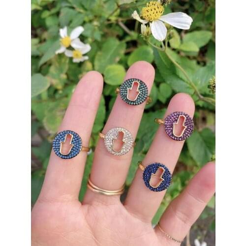 5Pcs, Wholesale Handmade Crystal Bling Cubic Zircon Round Adjustable Gold Plated Ring For Girl Gift