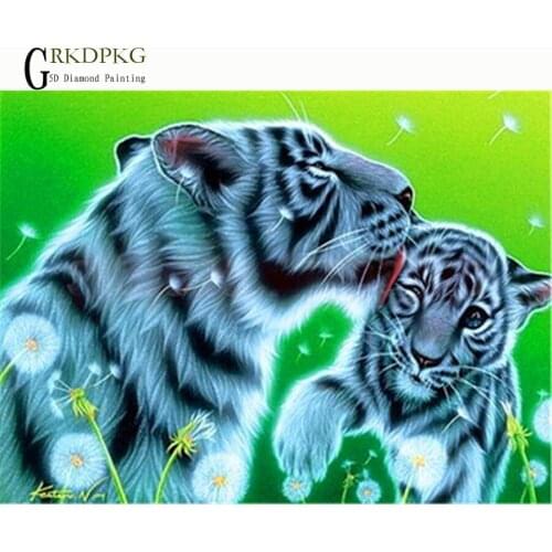 5d DIY Diamond Embroidery Tiger mother Diamond Painting Cross Stitch Full Square Rhinestone Mosaic Unfinished Home Decoration