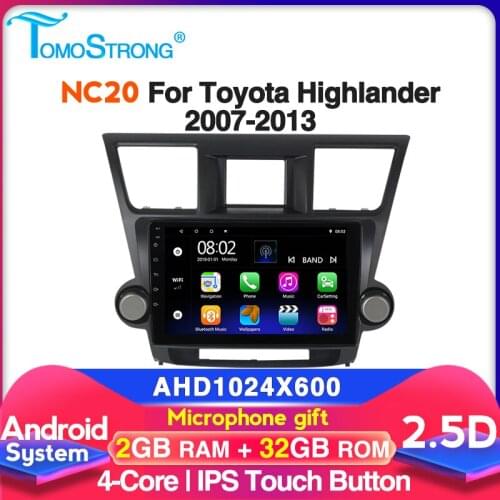 Tomostrong car gps navigation For Toyota Highlander 2 XU40 2007 2008 2009 2010-2014 auto radio multimedia player free mic