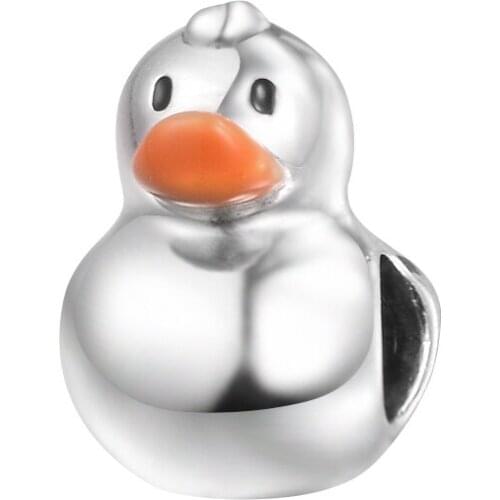 Polished Rubber Duck Charm 2021 Autumn Sterling Silver Jewelry Beads For Jewelry Making Fits Woman DIY Beaded Bracelets