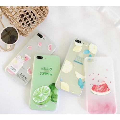 Phone Case Silicone Watermelon Lemon Frosting Mobile Phone Case Cover for iPhone 6 7 8 11 Plus XS Max XR