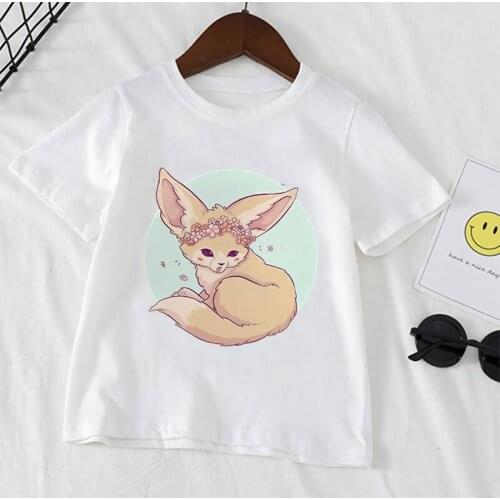 Kids T-shirts Cute Fox Print Short Sleeve For Boys And Girls Kawaii Cartoons T Shirt 2021 Children Funny Clothings,YKP047