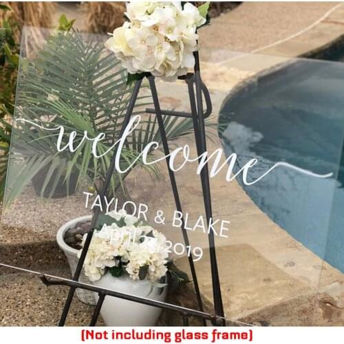 Personalized Wedding Vinyl Wall Sticker Mural Custom Welcome Sign Decal Name Date Rustic Wedding Mirror Board Poster Decor J172