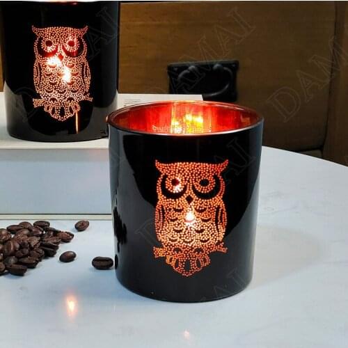 European Glass Storage Jars with Lid Creative Painted Owl Bar Party Desktop Candlestick Kitchen Cereal Dispenser Home Decoration